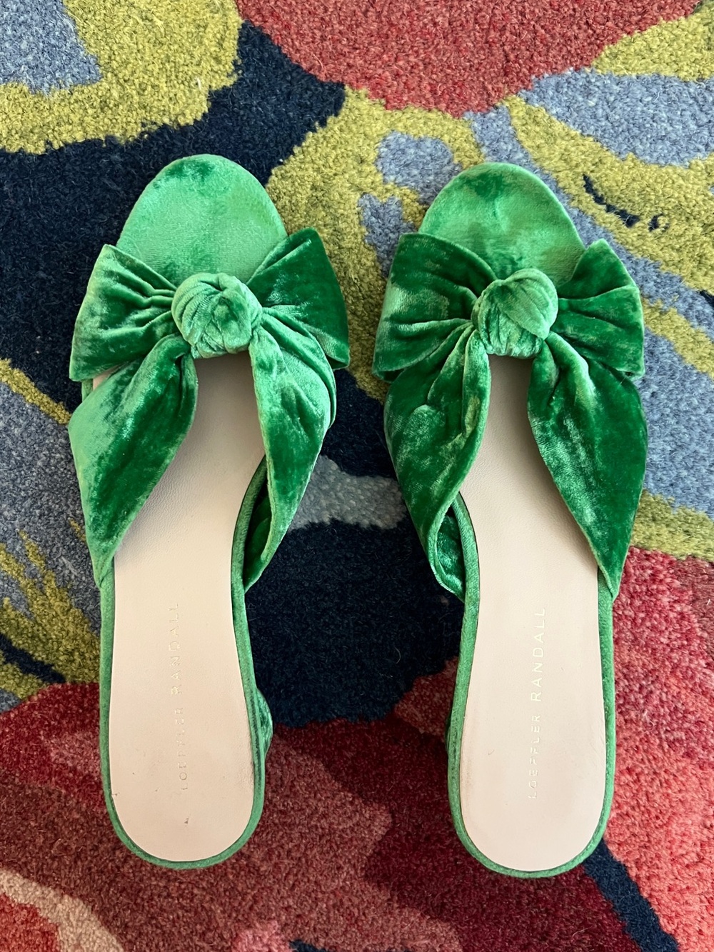 Loeffler Randall Celeste mules in emerald green velvet - Picture 2 of 3